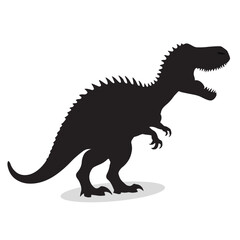 Dinosaur silhouettes and icons. Black flat color simple elegant white background Dinosaur animal vector and illustration.