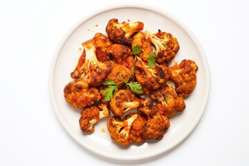 Fototapeta premium Indian food cauliflower wings on white background