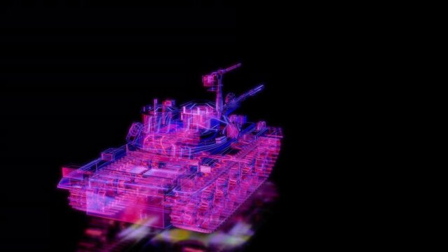 Rendering 3D animation, VISUAL EFFECTS Tank t55 model on a black background