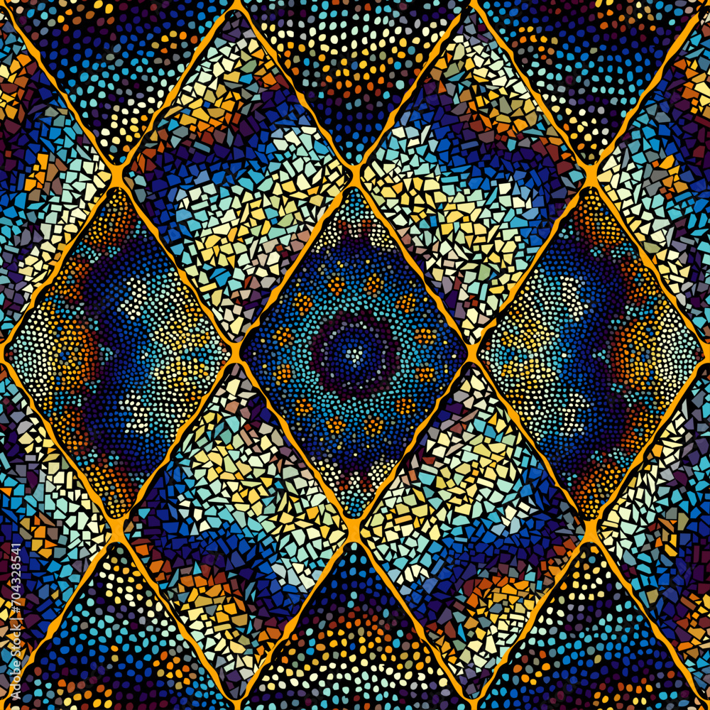 Poster vector seamless mosaic art pattern. art background.