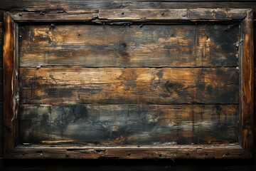 a grunge dark old wood frame window frame