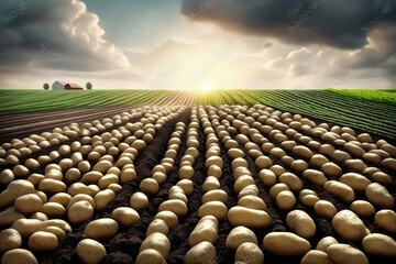 Kartoffeln Feld close up als  Hintergrund - obrazy, fototapety, plakaty