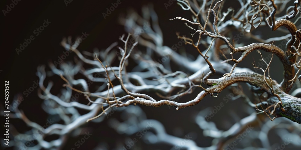 Poster a detailed view of a tree covered in snow. perfect for winter-themed designs and nature-inspired pro
