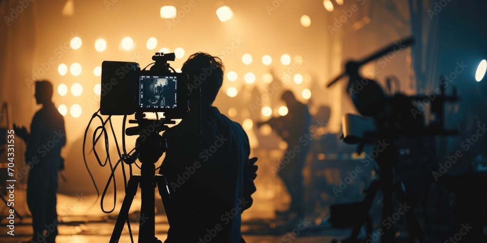 Aufkleber A man posing in front of a camera. Perfect for photography or modeling concepts