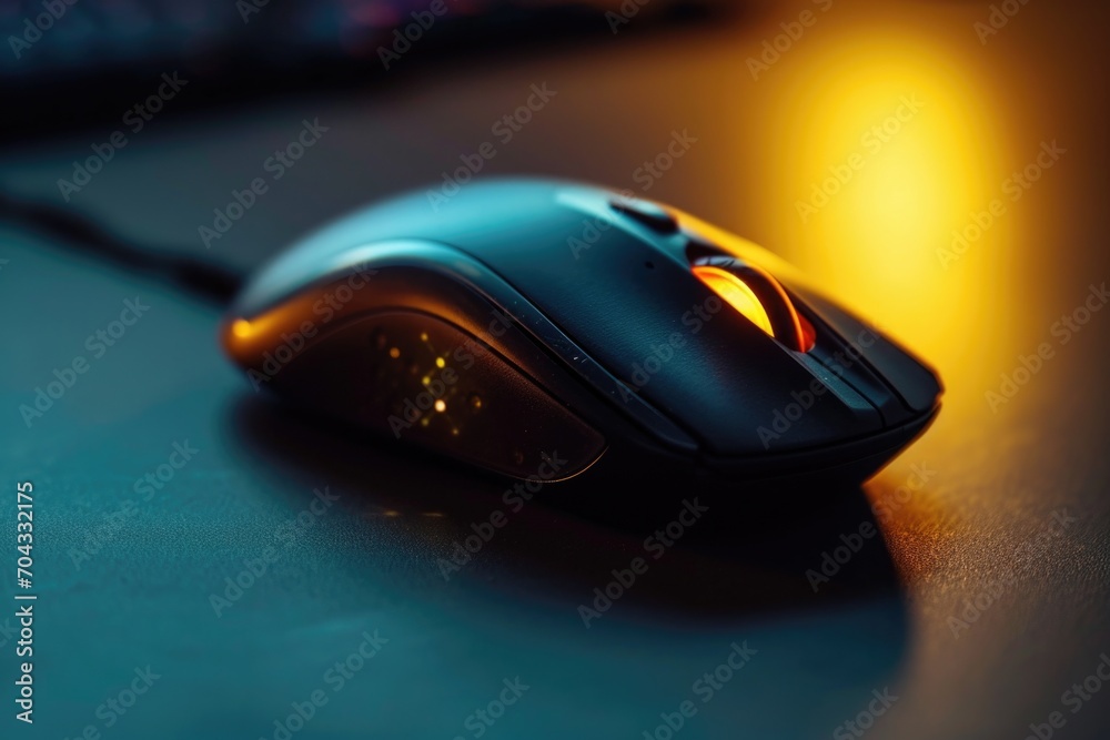 Aufkleber A computer mouse sitting on top of a desk. Perfect for technology and office-related projects