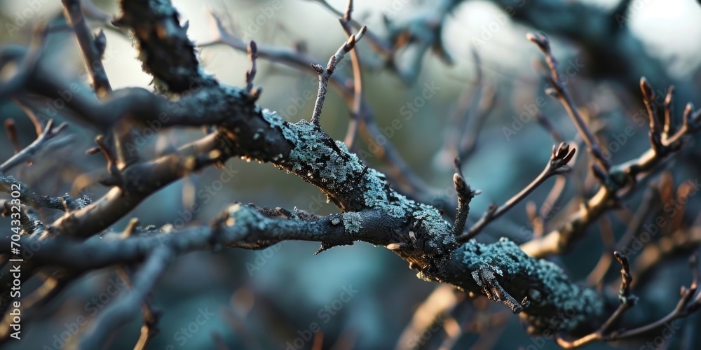 Poster A detailed view of a single branch from a tree. Suitable for various uses