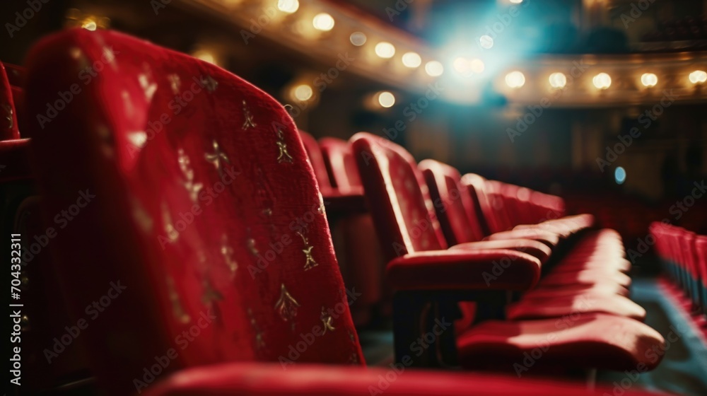 Aufkleber rows of red seats in a theater. suitable for use in theater-related articles or publications