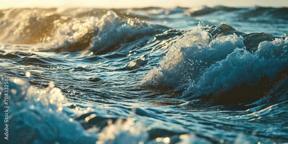 Poster A close-up view of a powerful wave in the ocean. Perfect for adding a touch of nature and energy to any design project