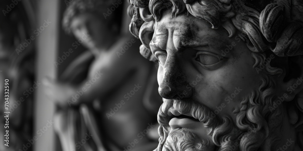 Aufkleber A close-up view of a statue depicting a man with a beard. This image can be used for various purposes