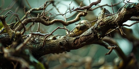 A detailed view of a single branch from a tree. This image can be used to depict nature, growth, or the beauty of the outdoors