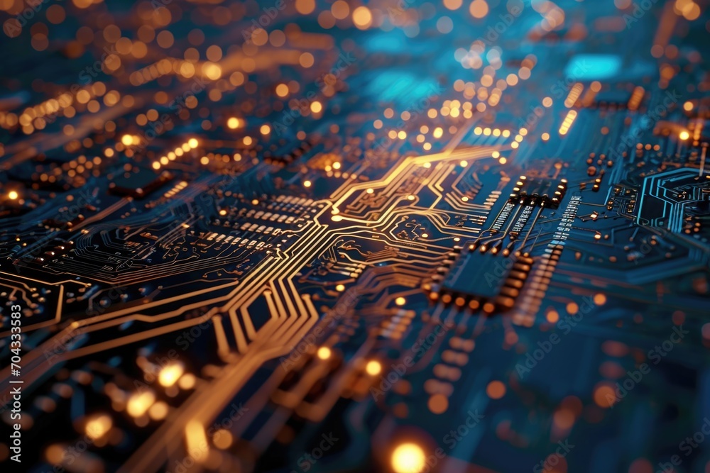 Aufkleber A detailed view of a computer circuit board. Suitable for technology-related projects
