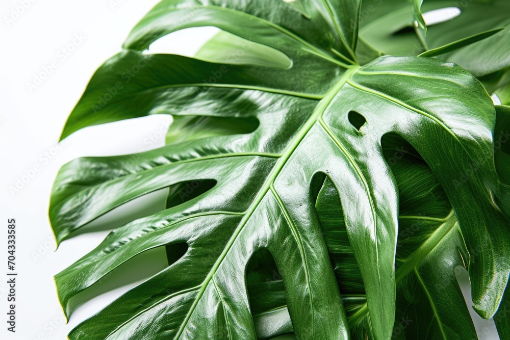 Poster a close-up view of a plant with lush green leaves. perfect for adding a touch of nature to your desi