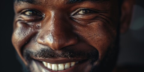 A close up shot of a man with a smile on his face. Perfect for expressing happiness and positivity in various projects