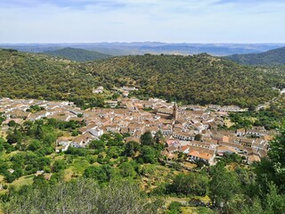 View of Linares de la Sierra in the province of Huelva