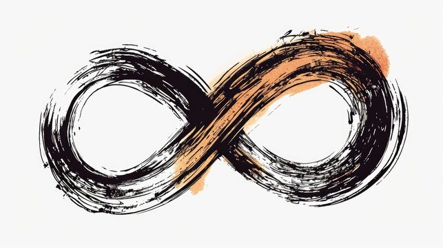 A black and orange drawing of an infinite sign. Perfect for designs related to eternity and endless possibilities
