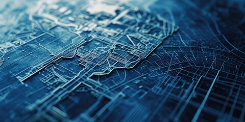 A close-up view of a detailed city map. Perfect for travel guides and urban planning - obrazy, fototapety, plakaty