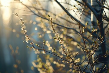 Obraz premium A close up image of a tree with a beautiful sun in the background. Perfect for nature or landscape themes