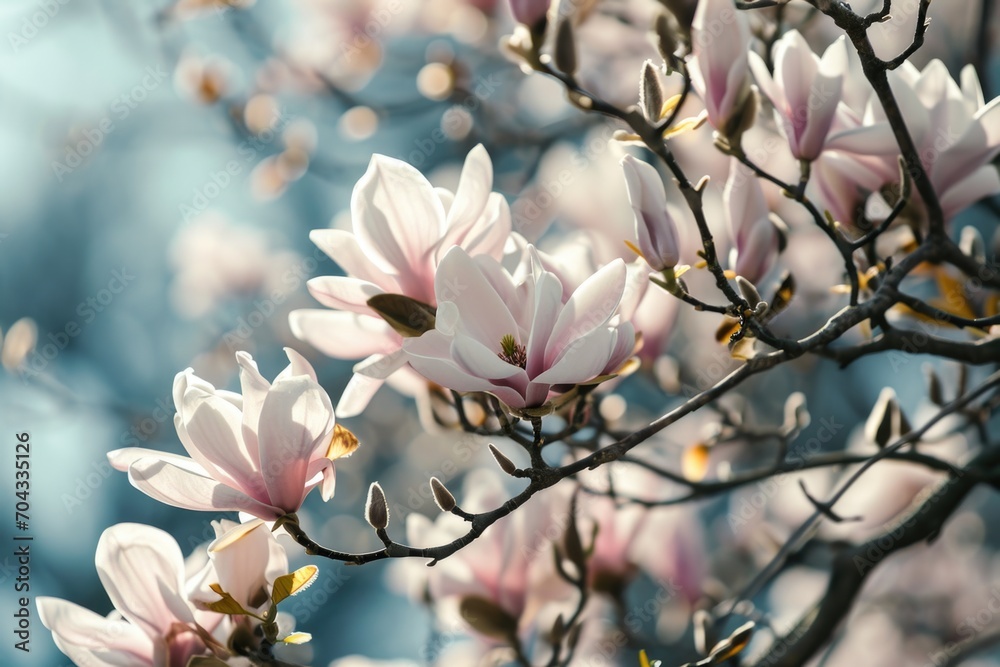 Poster a detailed view of a tree with an abundance of colorful flowers. perfect for nature enthusiasts and 