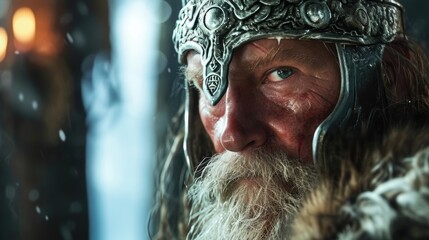 Obraz premium A close-up shot of a person wearing a helmet. Suitable for various applications