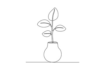 Home decoration of vase and aesthetic flowers. Decoration minimalist concept. Simple line.