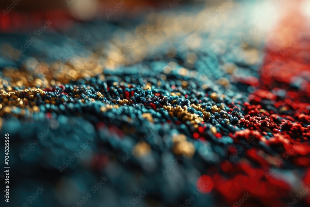 Poster a close-up view of a vibrant piece of cloth in red, blue, and yellow. this versatile image can be us