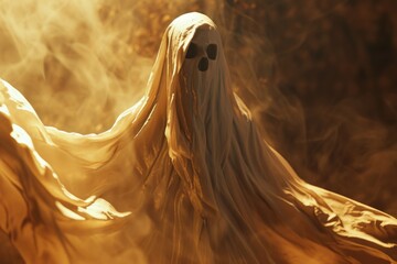 A haunting image of a ghostly figure with a long flowing veil. This eerie picture can be used to create a chilling atmosphere or to depict supernatural themes