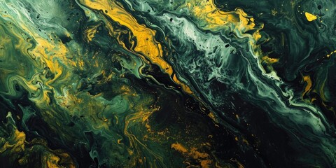 Naklejka premium A detailed view of a painting in shades of green and yellow. This image can be used for various creative projects