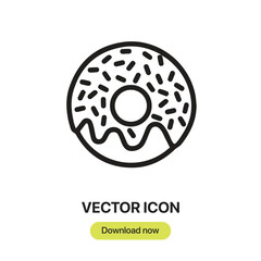 Donut icon vector. Linear-style sign for mobile concept and web design. Donut symbol illustration. Pixel vector graphics - Vector.	