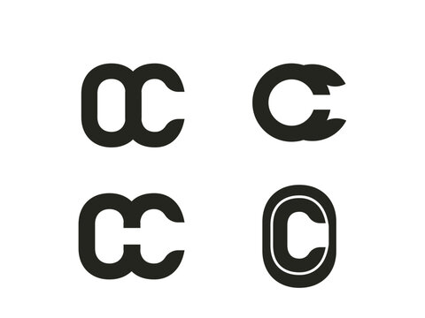 OC logo design vector in black color.