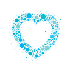 Valentine's Day. Happy Valentine's Day. Heart Frame Postcards consisting of tiny blue polka dots.
