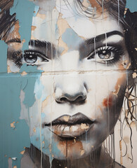 Graffiti on the wall ,woman face art work