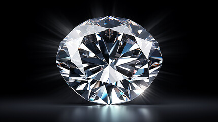 shiny brilliant diamond placed on transparent background on black background