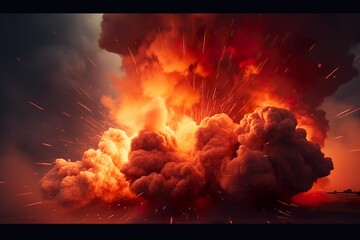 Smoke and physical structure explode in fiery destruction background image smoke and fire image - obrazy, fototapety, plakaty