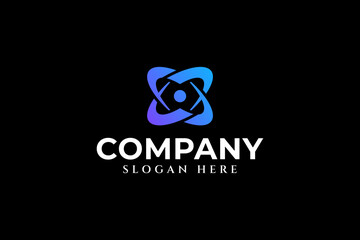 letter X with atomic galaxy logo design for professional business company