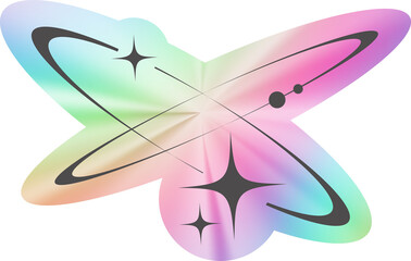 Y2k holographic sticker Cosmic orbit stars