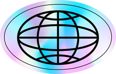 Y2k holographic globe sticker
