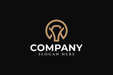 horse head animal with outline style logo design for professional business company - obrazy, fototapety, plakaty
