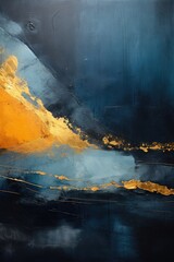 Abstract painting with gold, silver and navy blue - social media wallpaper 