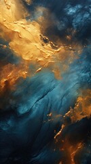 Social media story abstract wallpaper - gold and blue oil painting