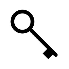 Key icon. House key black silhouette. Simple old key sign. Vector illustration isolated on white background