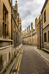 Scenery beautiful city walk on the streets of old historical center, Cambridge, England, UK