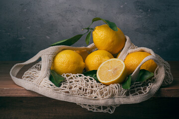 Still life with lemons vitamins