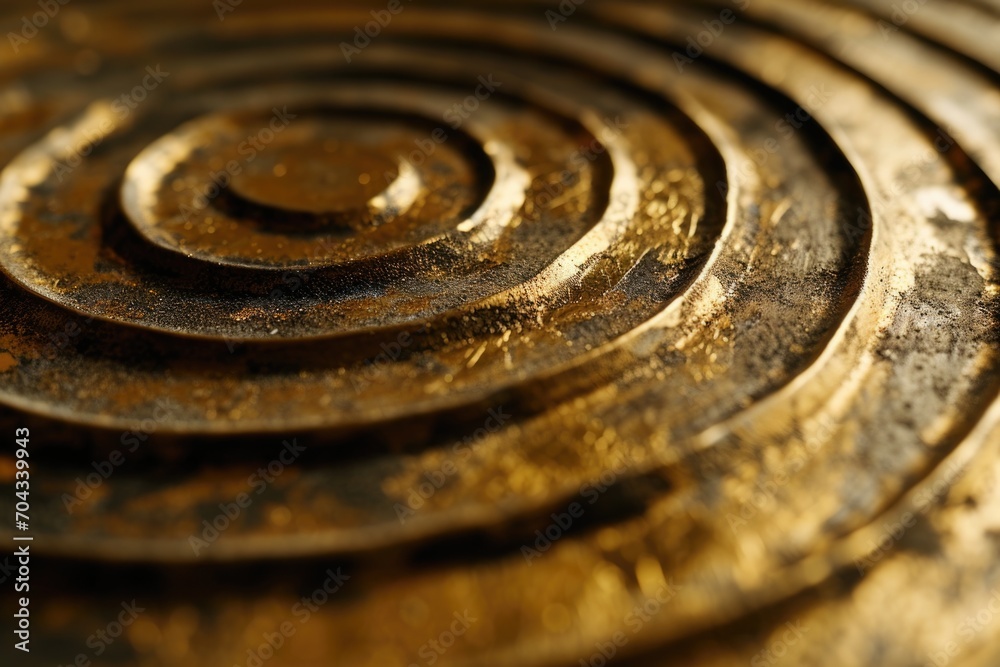 Poster A close up view of a metal object with a circular design. This image can be used in various contexts