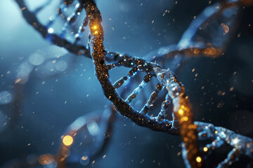 DNA double helix closeup illustration - obrazy, fototapety, plakaty