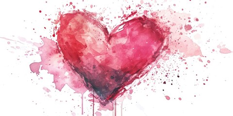 A beautiful watercolor painting of a red heart on a clean white background. Perfect for expressing love and affection. Ideal for greeting cards, wedding invitations, and Valentine's Day designs - obrazy, fototapety, plakaty