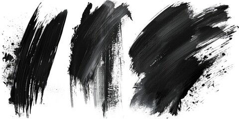 Four black paint strokes on a white background. Versatile and can be used in various design projects - obrazy, fototapety, plakaty