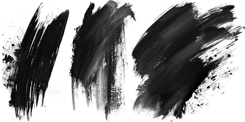 Fotobehang Four black paint strokes on a white background. Versatile and can be used in various design projects © Fotograf