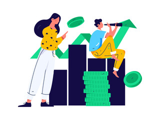 Marketing planning business characters flat vector concept operation hand drawn illustration
