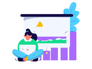 Marketing planning business characters flat vector concept operation hand drawn illustration
