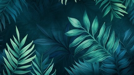 Vibrant Tropical Leaf Wallpaper Design with Exotic Watercolor Texture - Artistic Botanical Background for Modern Decor